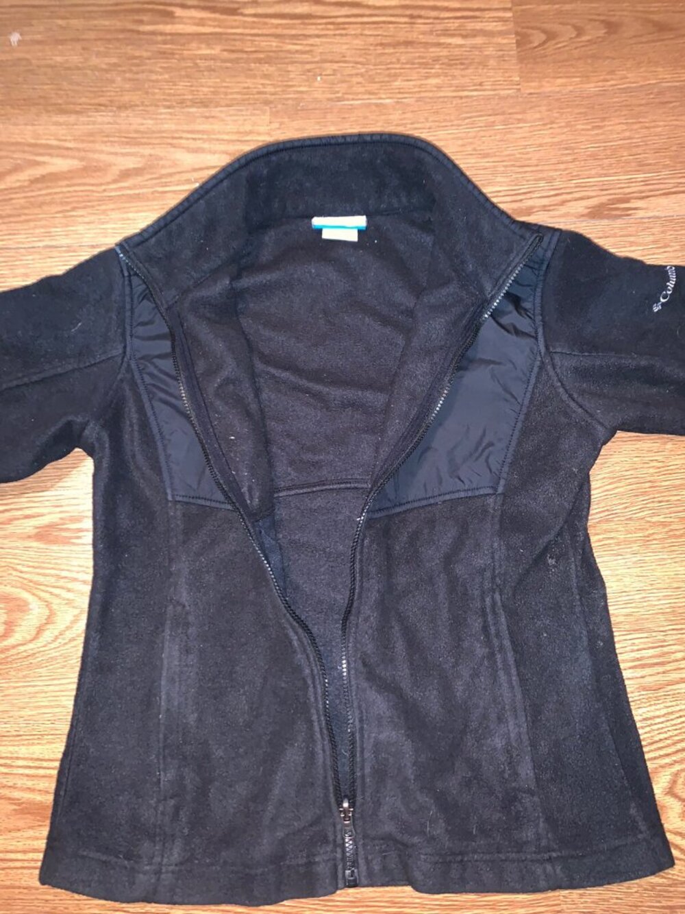Columbia Fleece Nylon Windbreaker Jacket Men’s Large Black Full Zip - Picture 3 of 9
